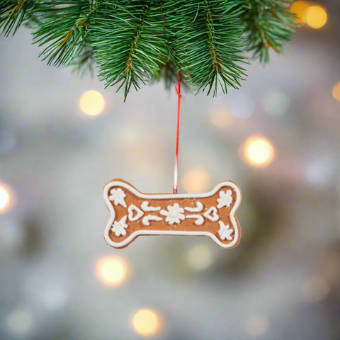 Gingerbread Dog Bone Ornament - A