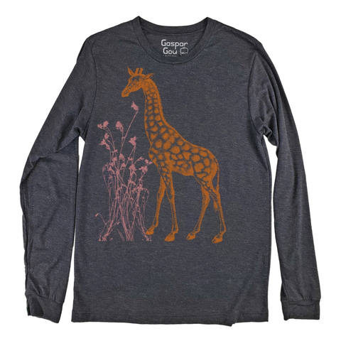 Giraffe Lyle Men's Long Sleeve Tee - Heather Charcoal