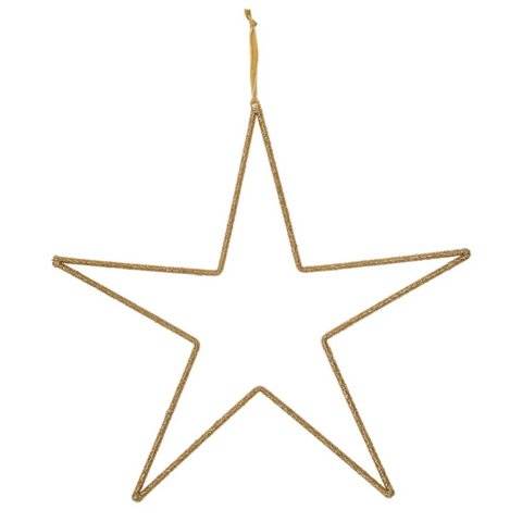 Glass Bead + Metal Hanging Star, Gold
