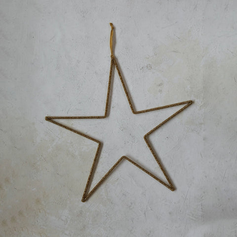 Glass Bead + Metal Hanging Star, Gold