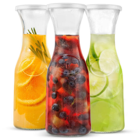 Glass Carafe Pitcher with Lid, 35 oz