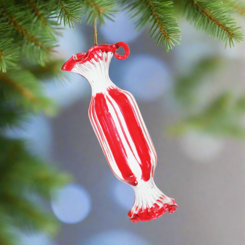 Glass Christmas Candy Ornament, 4"