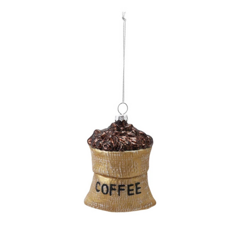 Glass Coffee Bean Sack Ornament
