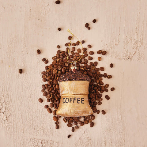 Glass Coffee Bean Sack Ornament
