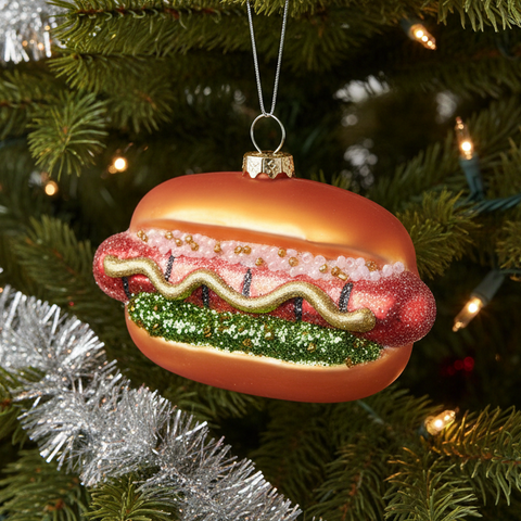 Glass Hot Dog Ornament