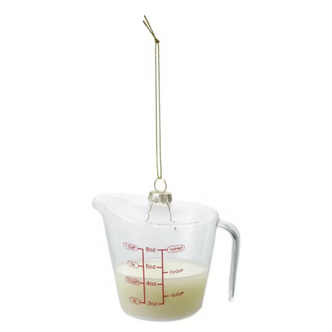 Glass Liquid Measuring Cup with Milk Ornament