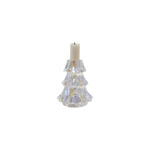 Glass Tree Shaped Taper Holder, 4.25"