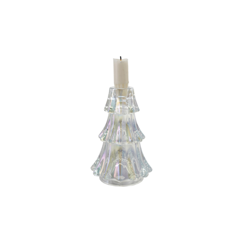 Glass Tree Shaped Taper Holder, 6"