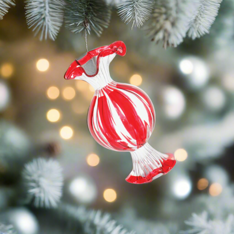 Glass Christmas Candy Ornament, 3.5"
