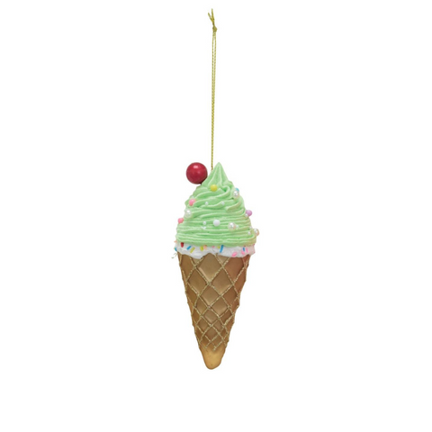 Ice Cream Cone Ornament, Mint Green