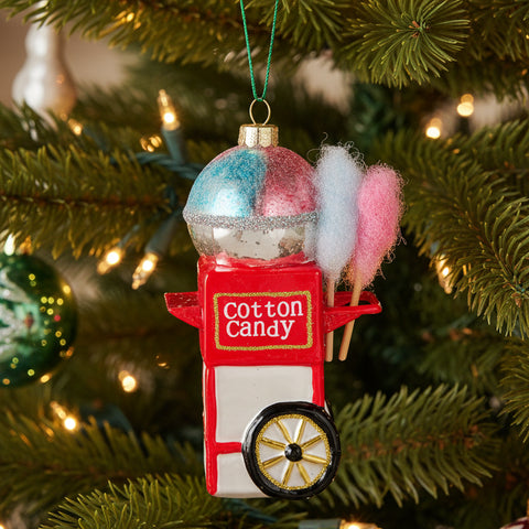 Glass Cotton Candy Machine Ornament