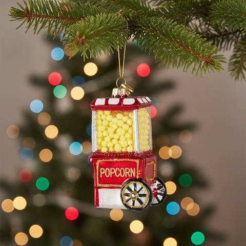 Glass Popcorn Machine Ornament