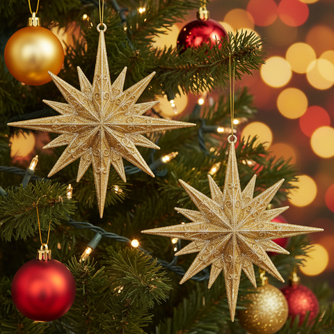 Glitter North Star Ornament, 5.5"