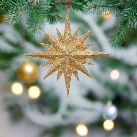 Gold Glitter Star Ornament