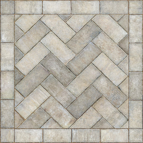 Williamsburg Brick Herringbone "Grand Illumination" Vinyl Floorcloth - Spicher & Co.