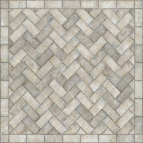 Williamsburg Brick Herringbone "Grand Illumination" Vinyl Floorcloth - Spicher & Co.