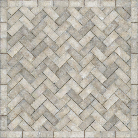 Williamsburg Brick Herringbone "Grand Illumination" Vinyl Floorcloth - Spicher & Co.