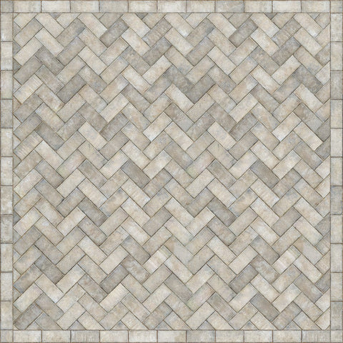 Williamsburg Brick Herringbone "Grand Illumination" Vinyl Floorcloth - Spicher & Co.