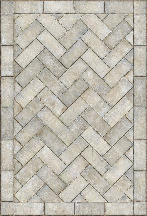 Williamsburg Brick Herringbone "Grand Illumination" Vinyl Floorcloth - Spicher & Co.