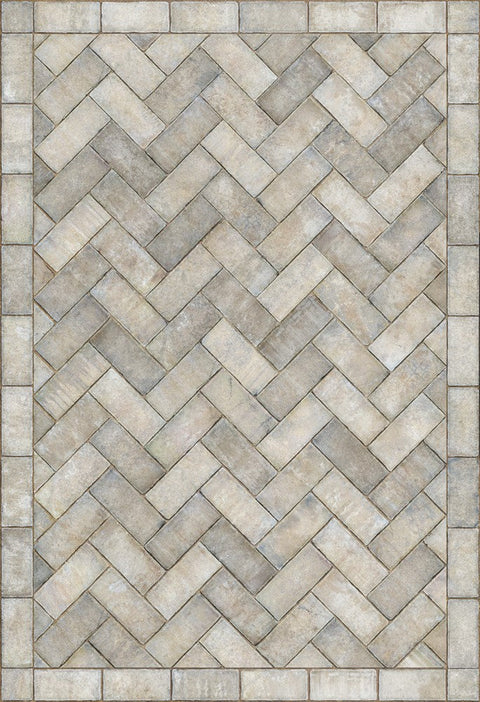 Williamsburg Brick Herringbone "Grand Illumination" Vinyl Floorcloth - Spicher & Co.