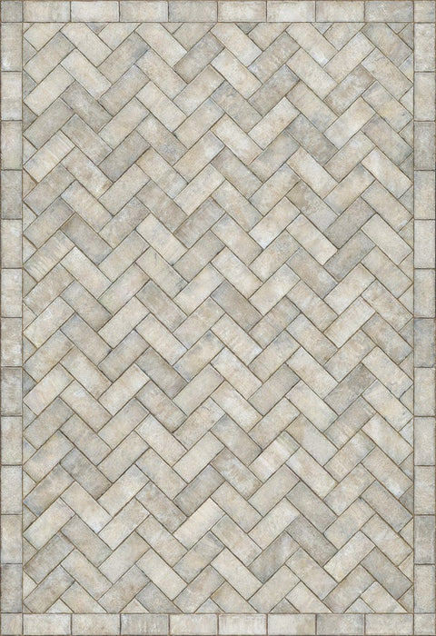 Williamsburg Brick Herringbone "Grand Illumination" Vinyl Floorcloth - Spicher & Co.