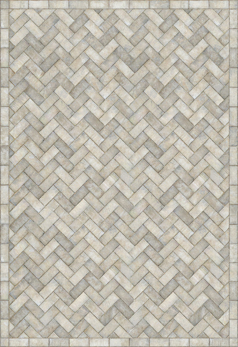 Williamsburg Brick Herringbone "Grand Illumination" Vinyl Floorcloth - Spicher & Co.