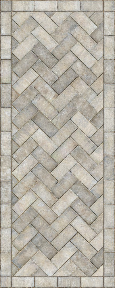 Williamsburg Brick Herringbone "Grand Illumination" Vinyl Floorcloth - Spicher & Co.