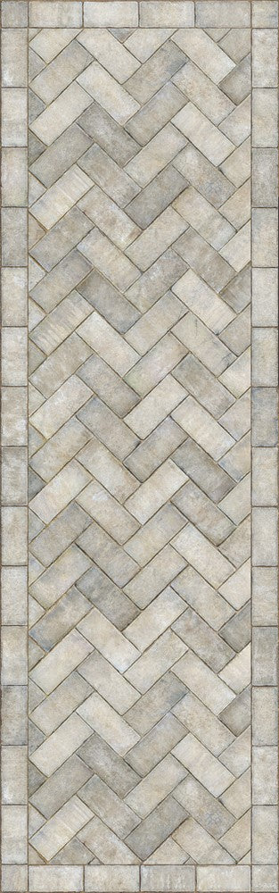 Williamsburg Brick Herringbone "Grand Illumination" Vinyl Floorcloth - Spicher & Co.