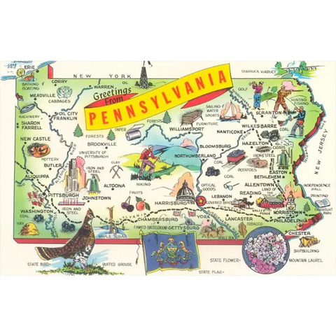 Greetings From Pennsylvania Map Magnet