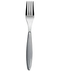 Stainless steel fork on a white background