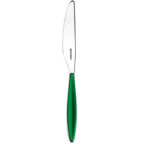 Knife with a green handle on a white background