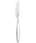 Stainless steel knife with a visible brand logo on a white background