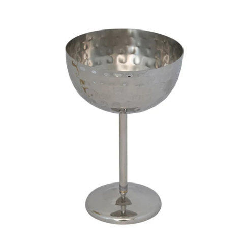 Hammered Stainless Steel Coupe Glass, Nickel