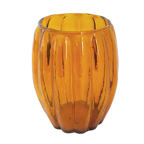 Hand-Blown Pumpkin Shaped Drinking Glass