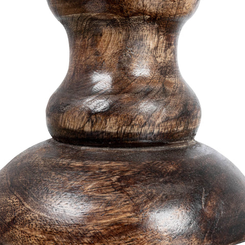 Hand-Carved Mango Wood Taper Holder, 17"