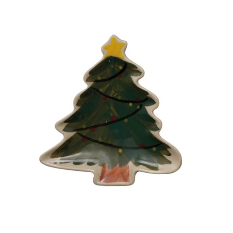 Hand-Painted Christmas Tree Shaped Plate