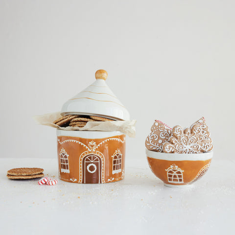 Hand-Painted Gingerbread Design Bowl