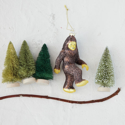 Hand-Painted Glass Bigfoot Ornament