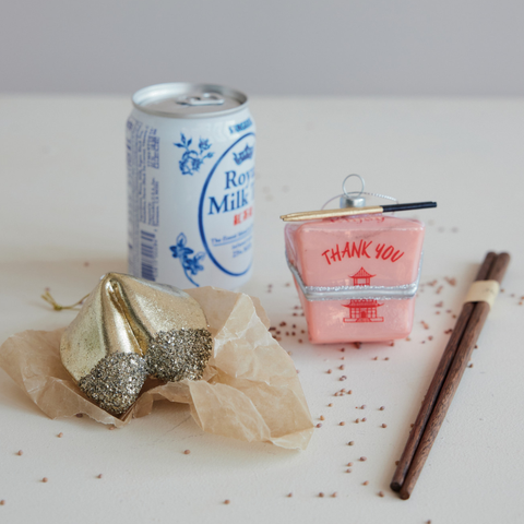 Hand-Painted Glass Take Out Food Ornament