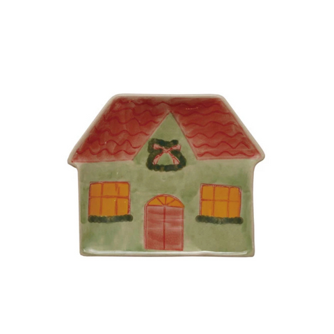 Hand-Painted Holiday Home Shaped Plate