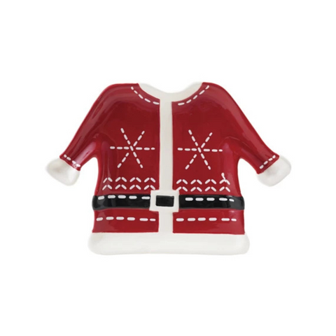 Hand-Painted Santa Coat Shaped Plate