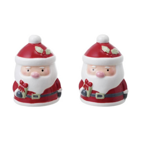 Hand-Painted Santa Salt + Pepper Shaker Set