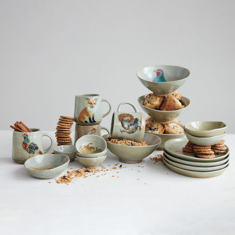 Hand-Painted Stoneware Vessel - Fox