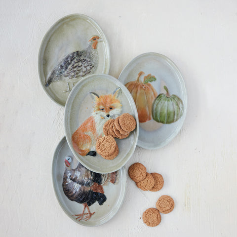 Hand-Painted Stoneware Platter - Pheasant
