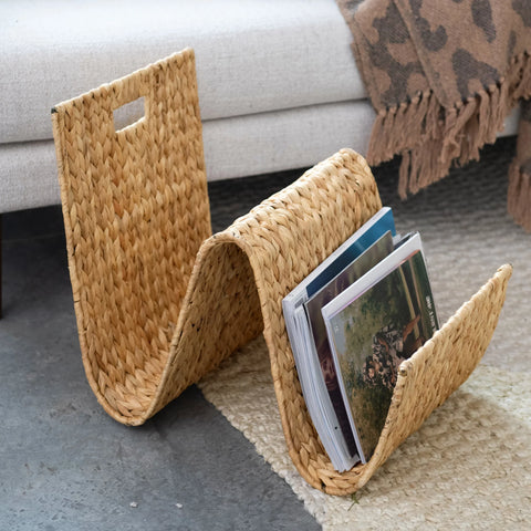 Hand-Woven Water Hyacinth Magazine Holder
