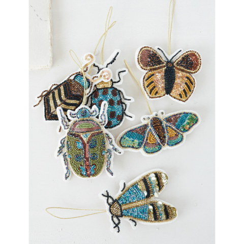 Jewel Box Fabric Beaded Insect Ornament - E