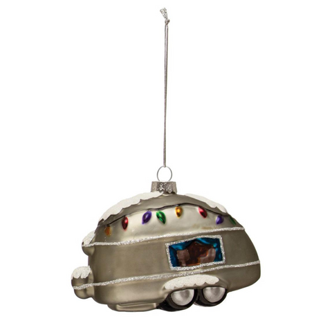 Glass Camper Trailer Ornament