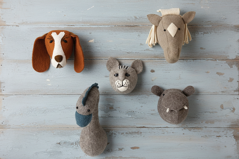 Handmade Wool Felt Cat Head Wall Décor