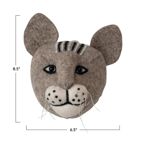 Handmade Wool Felt Cat Head Wall Décor