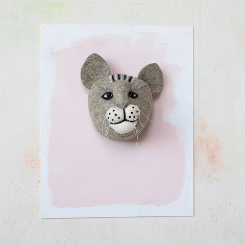 Handmade Wool Felt Cat Head Wall Décor